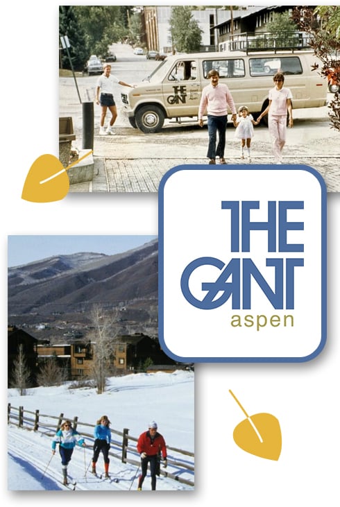 A collage of old photos of The Gant Aspen